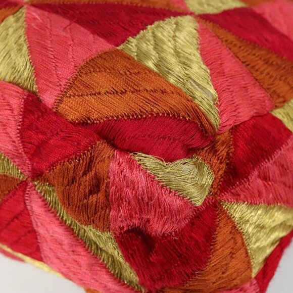 FENDI Mamma Baguette Shoulder Bag Satin Red Gold Auth 144979 - Picture 3 of 16